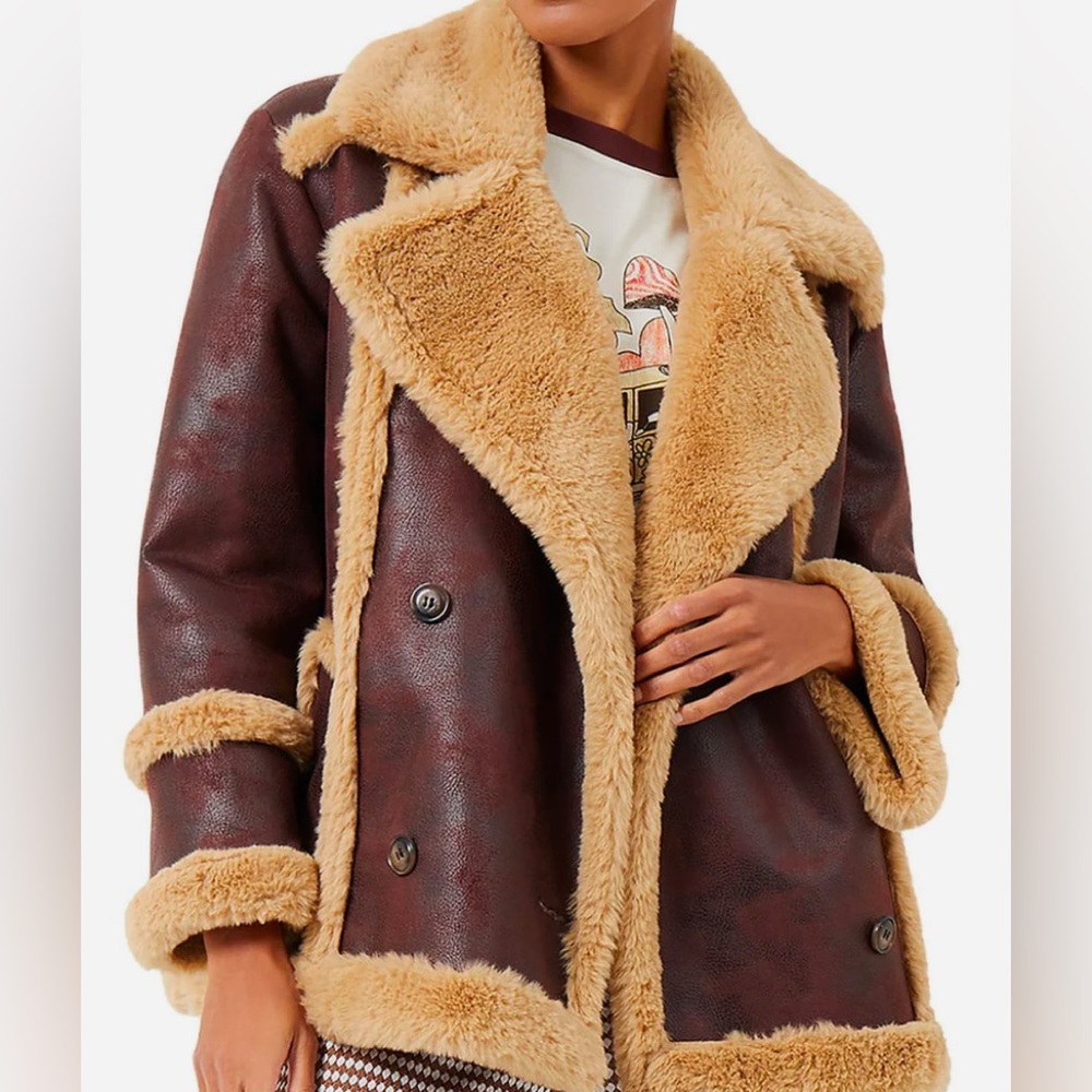 French Connection Belen Faux Fur and Leather Jacket